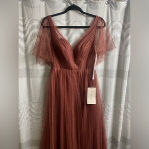 NWT Revelry Bridesmaid Dress - Maxi - Thea Tulle Dress in Cinnamon Rose (size 6)